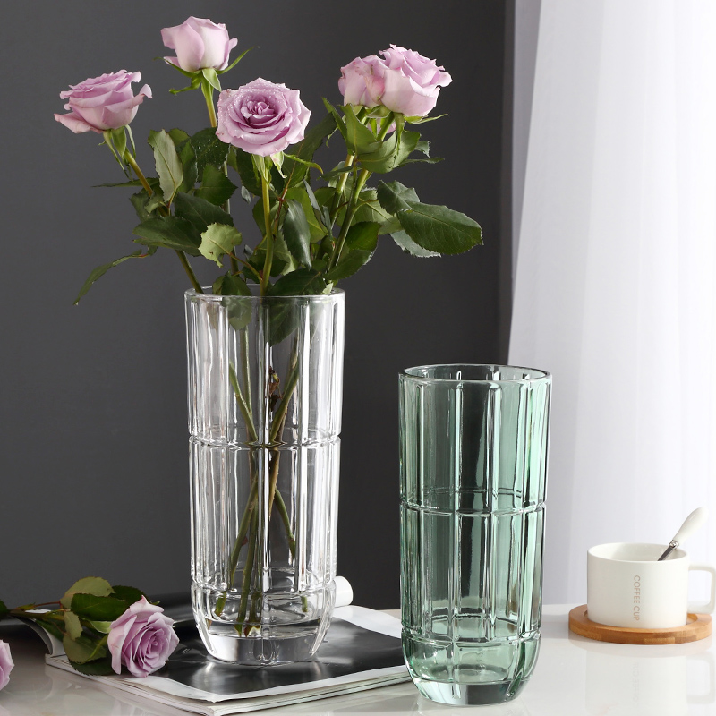轻奢玻璃花瓶透明摆件现代简约客厅装饰品北欧餐桌家用插花瓶创意