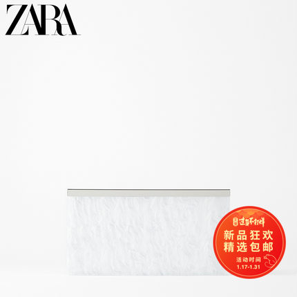 ZARA新款 女包 白色大理石效果盒式斜挎包 16634004001
