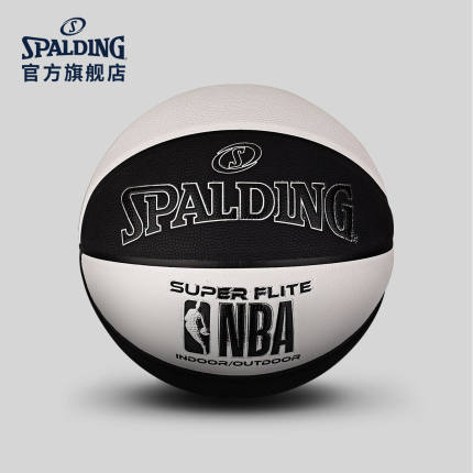 SPALDING官方旗舰店SUPER FLITE黑/白室内室外PU篮球7号球76-351Y