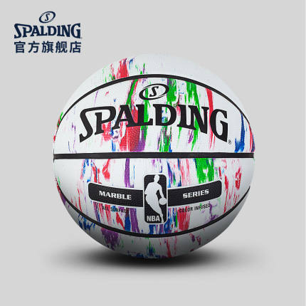 SPALDING官方旗舰店大理石彩色印花系列室外橡胶篮球83-636Y