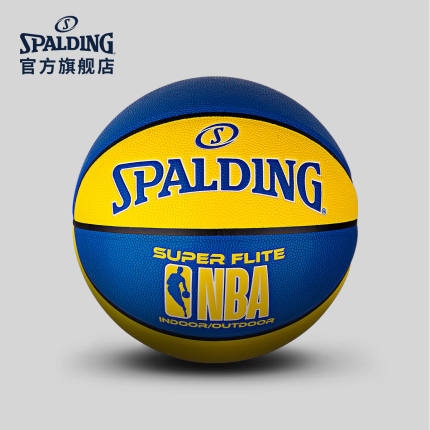 SPALDING官方旗舰店SUPER FLITE系列蓝/黄室内外7号PU篮球76-350Y