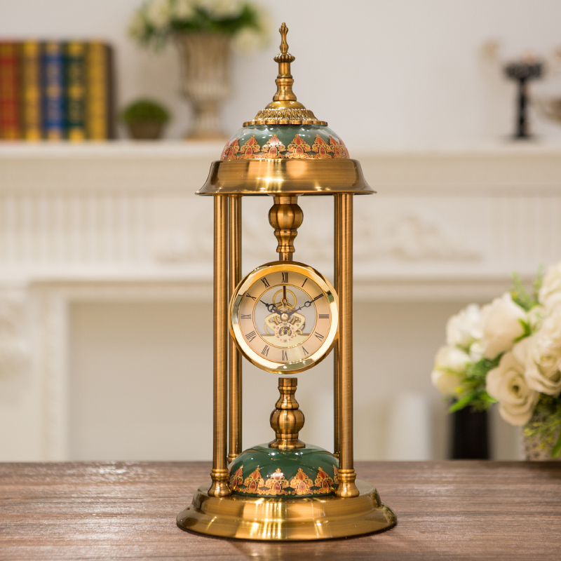 欧式复古高档台式钟表座钟装饰时钟摆件奢华家用坐钟客厅个性创意