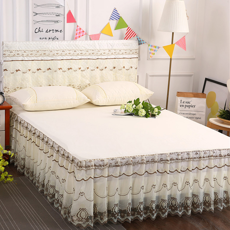 夏季床罩床裙式单件/三件套蕾丝花边1.5米1.8x2.0m床套防滑床盖
