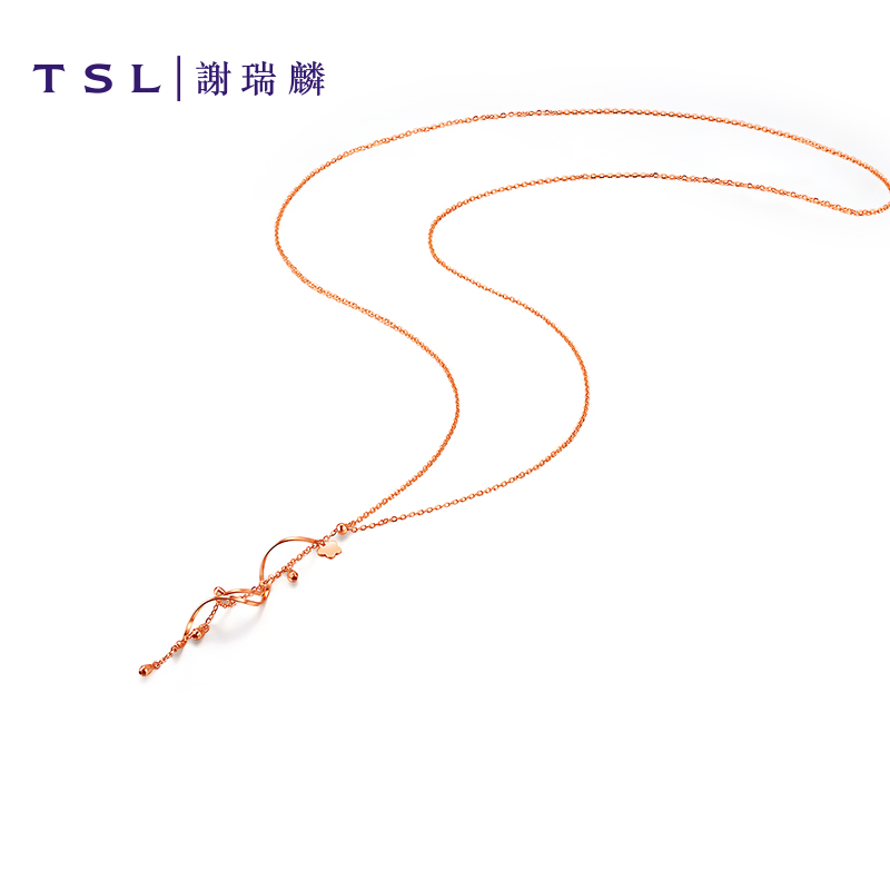 TSL谢瑞麟kuhashi18K金项链商场同款长款创意螺旋彩金链女款AG033