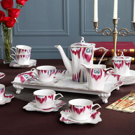 欧式水杯套装家用水具简约凉水壶杯子陶瓷茶杯客厅耐高温托盘