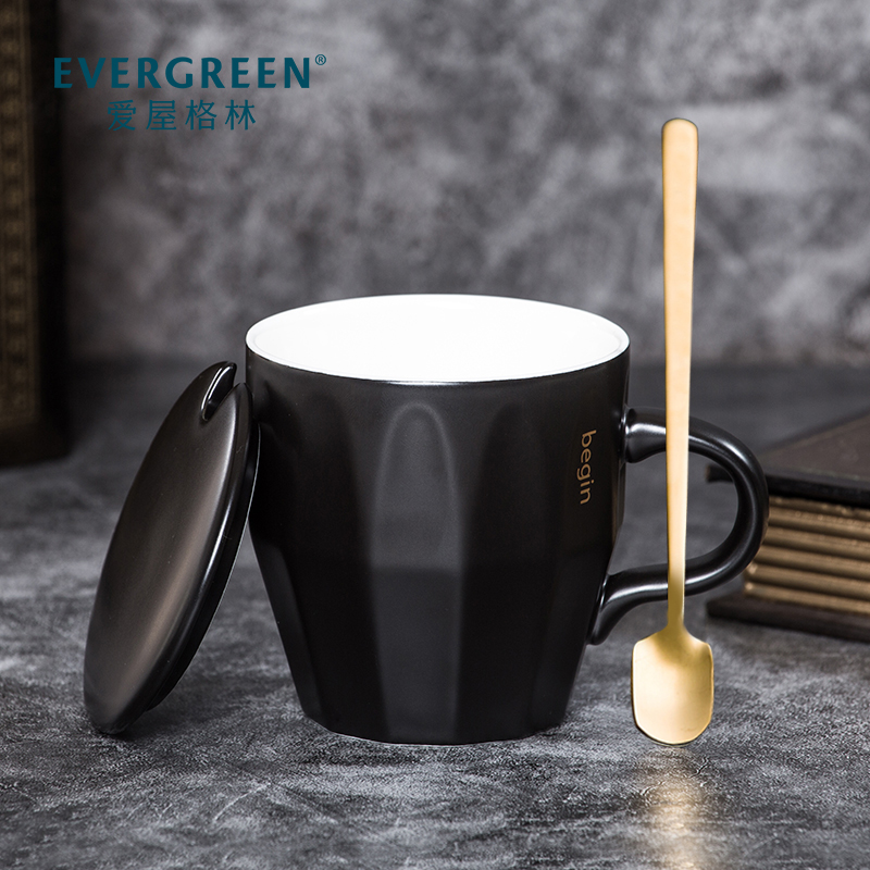 爱屋格林杯子陶瓷创意马克杯牛奶咖啡定制杯简约家用情侣水杯