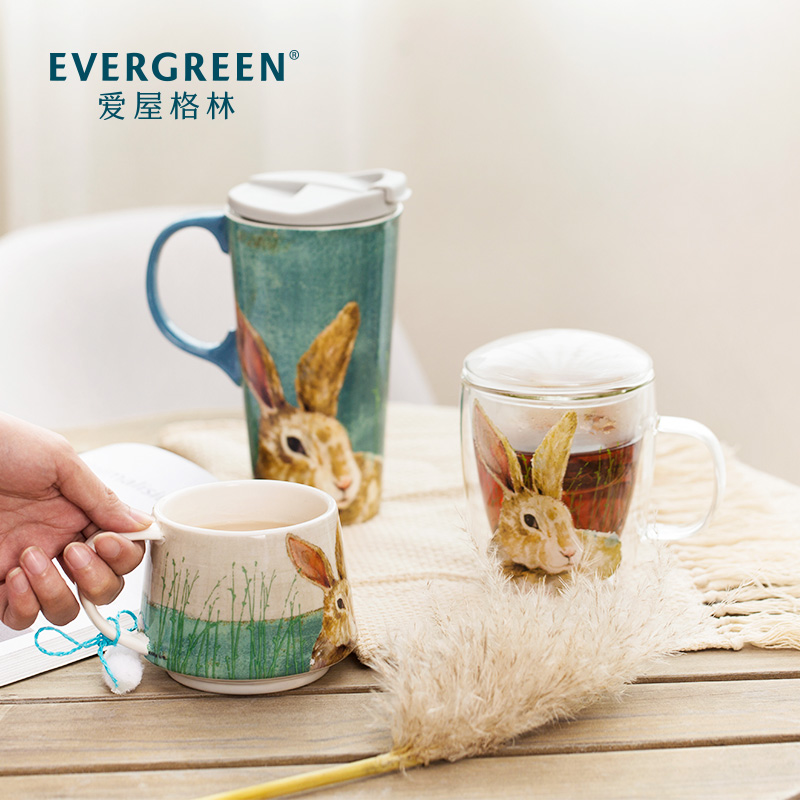 爱屋格林创意陶瓷马克杯可爱简约水杯子礼物办公室大容量咖啡杯