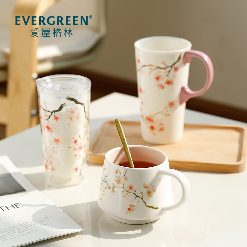 爱屋格林创意陶瓷马克杯礼盒水杯礼物办公室大容量咖啡杯餐垫套装