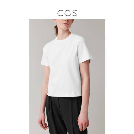 COS女装 短款圆领T恤白色2020春季新品0826476001