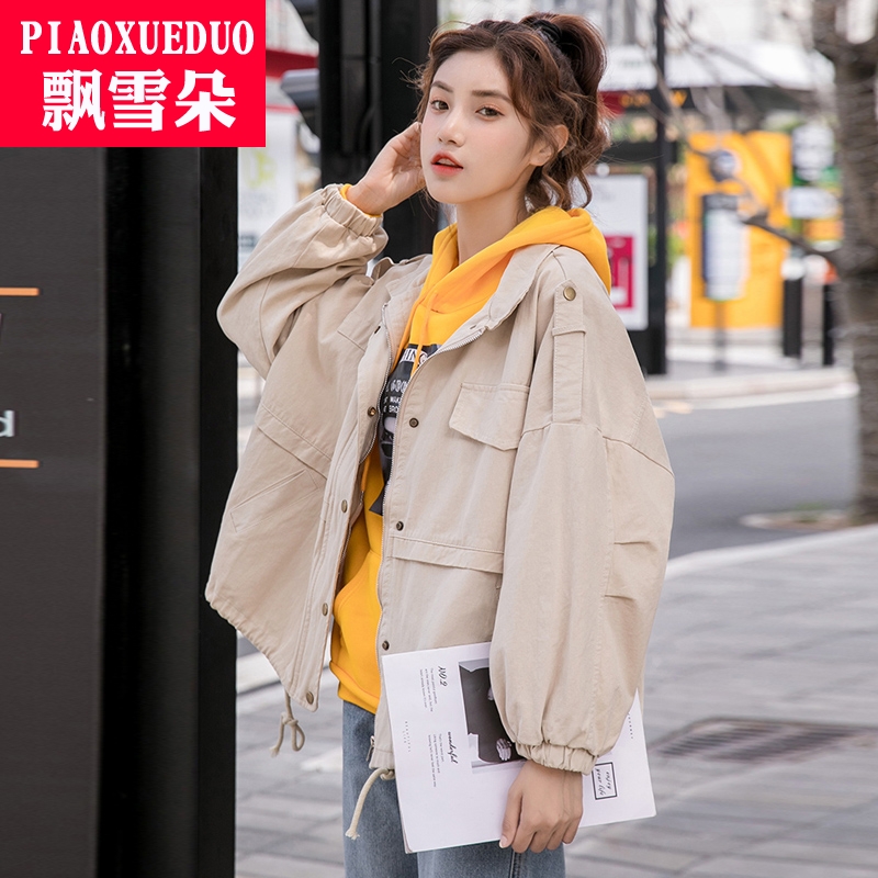2020春季工装外套女bf风宽松复古百搭韩版初中学生短款夹克上衣潮