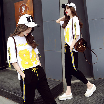 夏季运动套装女时尚两件套2020新款韩版休闲bf原宿宽松学生夏装潮