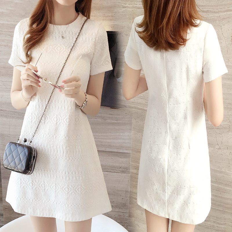 小个子气质白色短袖连衣裙女夏季修身显瘦A字裙2020韩版新款裙子