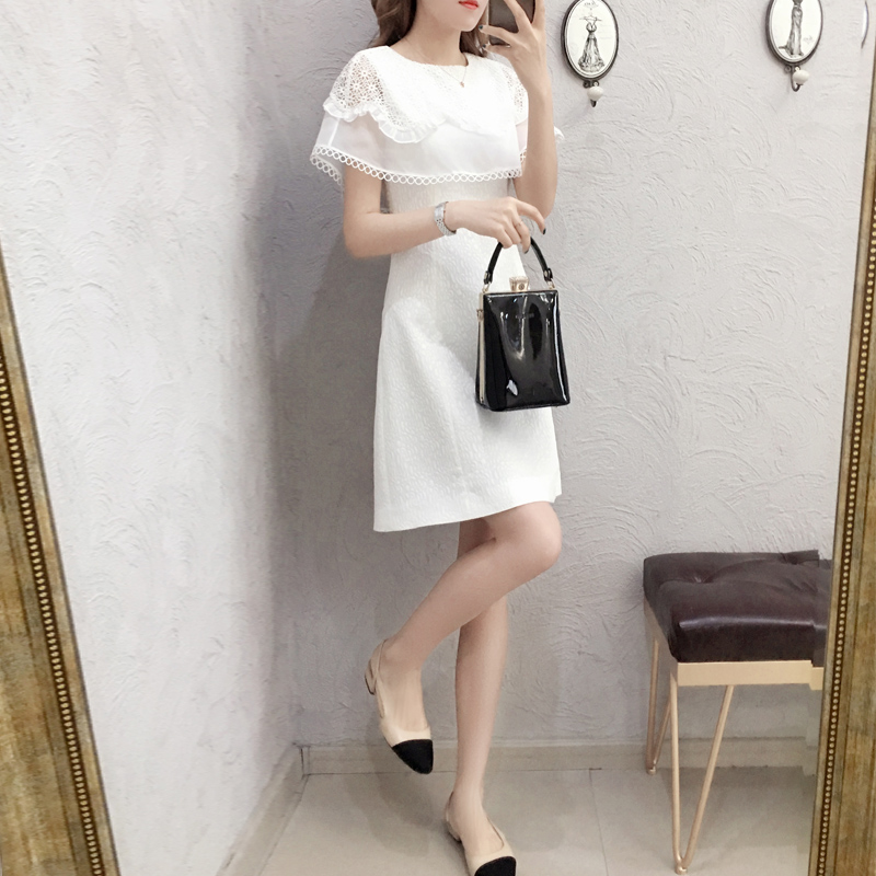 白色连衣裙女夏季2018新款韩版a型冷淡风中长款修身显瘦气质裙子