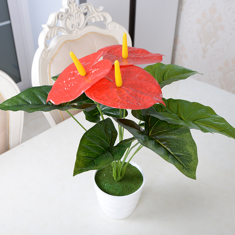 假花50厘米桌摆红掌仿真植物花盆栽盆景套装小型装饰花卉客厅摆设
