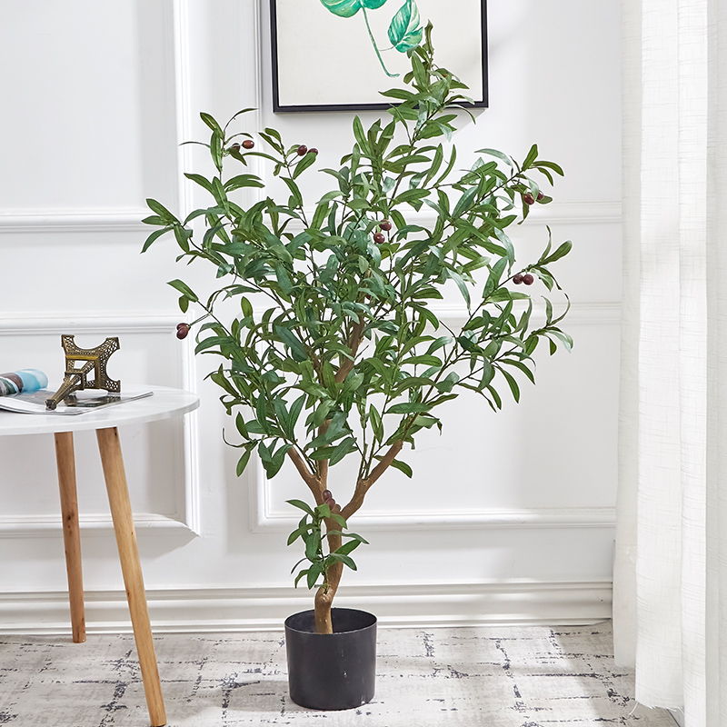 牛郎织女1.2米橄榄树仿真绿植客厅奶茶店铺室内落地大型植物摆件