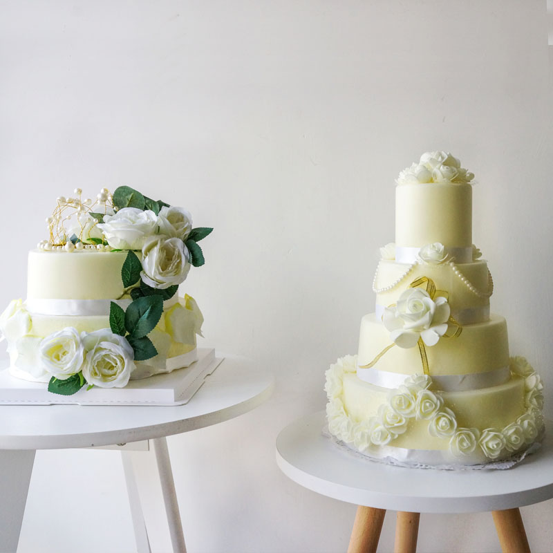 森系仿真蛋糕婚庆模型 新款创意4层生日酒宴婚宴礼结婚多层蛋糕架