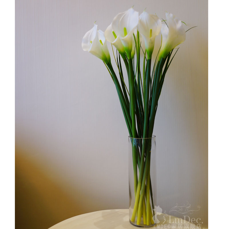 玻璃花瓶手感马蹄莲插花装饰花艺 lmdec客厅仿真花套装餐桌摆设花