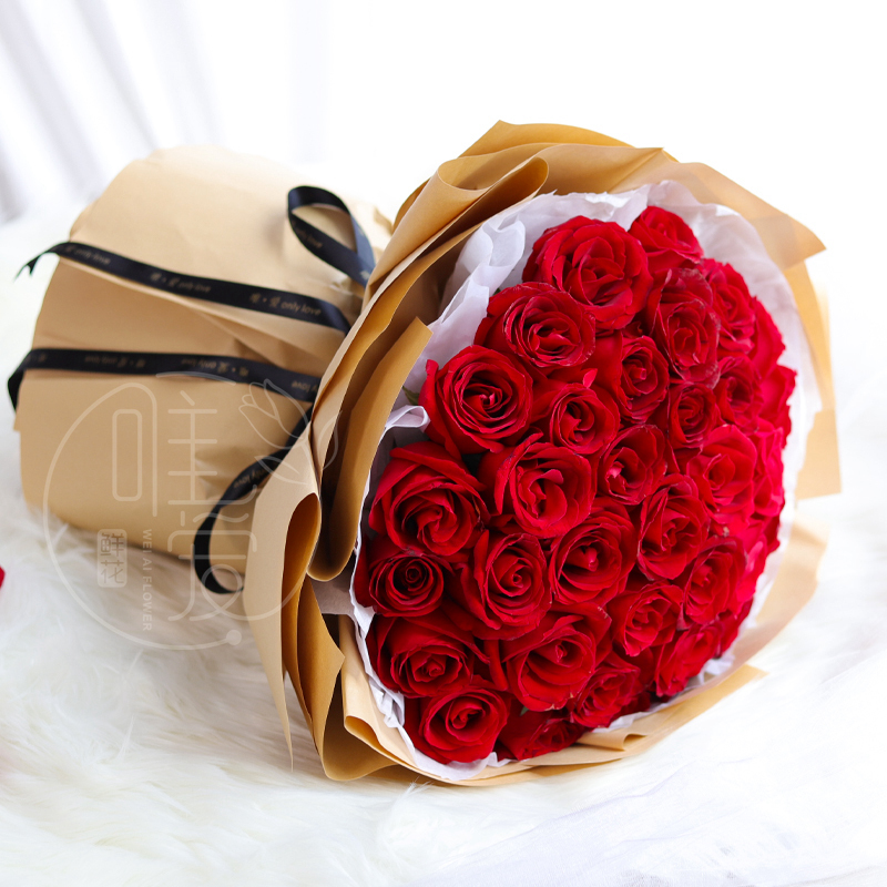 生日送花33朵红玫瑰花束重庆鲜花速递沙坪坝万州渝北江津同城花店